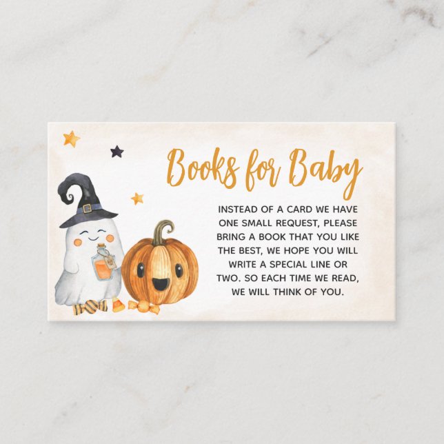 Tarjeta De Recepción Naranja Un pequeño libro de Baby Shower libros par (Anverso)