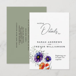 Tarjeta De Recepción Naranja vibrante acuarela y flores silvestres mora