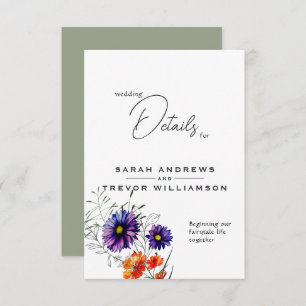 Tarjeta De Recepción Naranja vibrante acuarela y flores silvestres mora