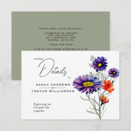 Tarjeta De Recepción Naranja vibrante acuarela y flores silvestres mora