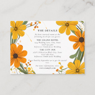 Tarjeta De Recepción Naranja y Boda de flores silvestres amarillas