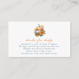 Tarjeta De Recepción Naranja y calabazas florales azules libros para be