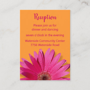 Tarjeta de recepción naranja y rosa Gerbera Daisy