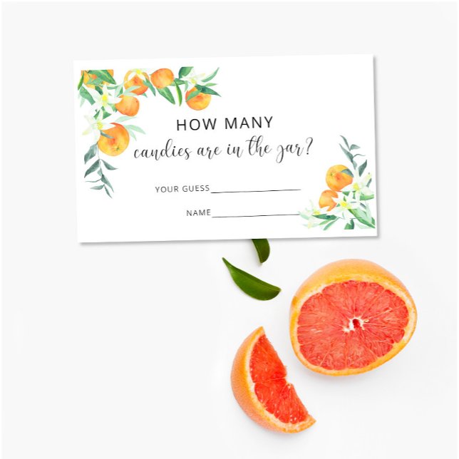 Tarjeta De Recepción Naranjas acuarelas cuántos caramelos hay en el fra (Subido por el creador)