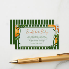 Tarjeta De Recepción Naranjas Cítricas Rayas Verdes Libros para Bebé