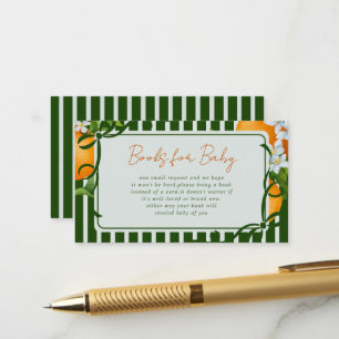 Tarjeta De Recepción Naranjas Cítricas Rayas Verdes Libros para Bebé