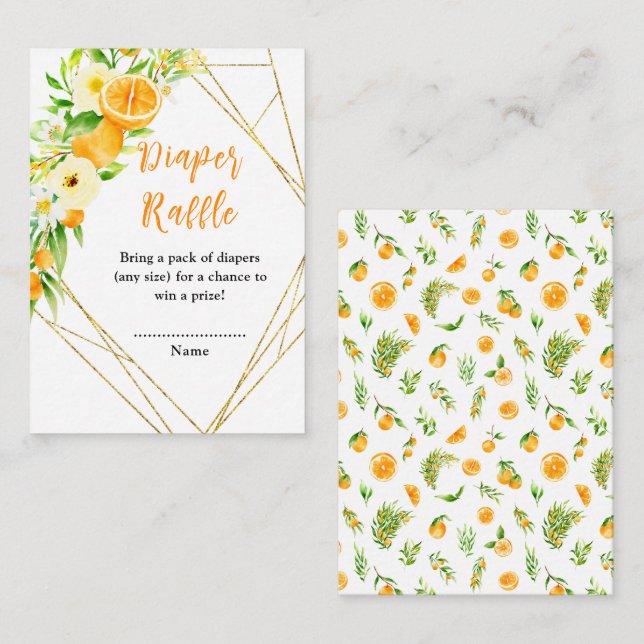 Tarjeta De Recepción Naranjas Citrus Baby Shower Diaper Raffle (Anverso / Reverso)