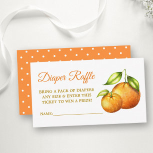 Tarjeta De Recepción Naranjas de acuarela Baby Shower Dots Diaper Raffl