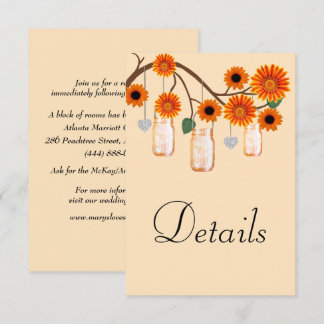 Tarjeta De Recepción Naranjas Flores Mason Jars Boda Detalles