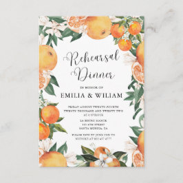 Tarjeta De Recepción Naranjas románticos ensayan la cena antes de la no