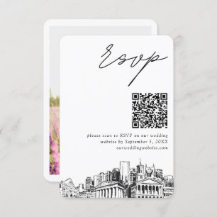 Tarjeta De Recepción Nashville Wedding RSVP Código QR pequeño