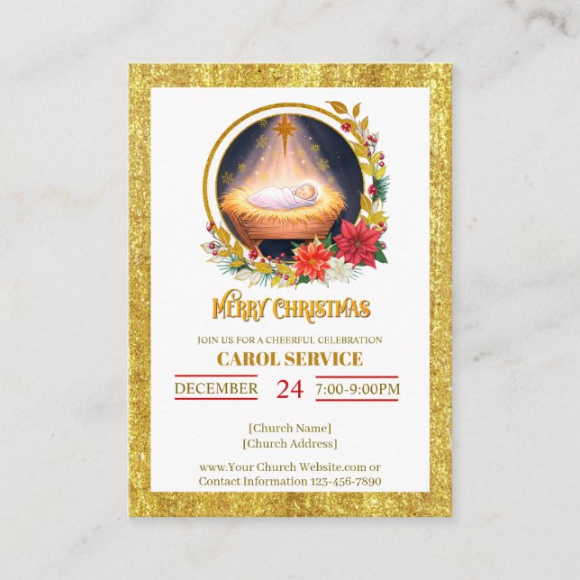 Tarjeta De Recepción Nativity Carol Service Christmas Invitation (Anverso)