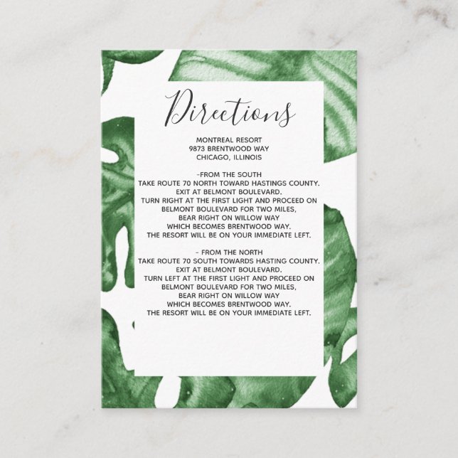 Tarjeta De Recepción Naturaleza tropical rústica Boda de vegetación bot (Anverso)