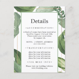 Tarjeta De Recepción Naturaleza tropical salvaje. Detalles del Boda de 