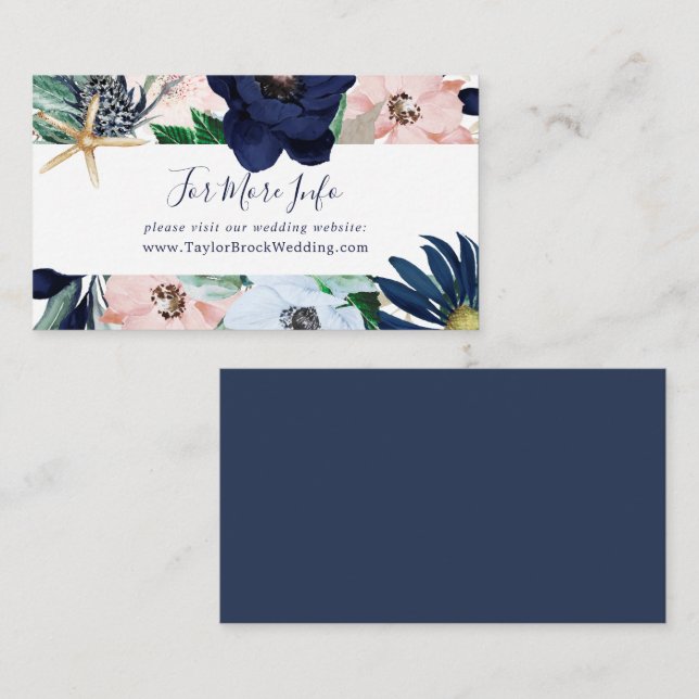 Tarjeta De Recepción Náutica moderna | Sitio Web de Bodas de la Marina  (Anverso / Reverso)