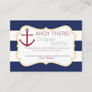 Tarjeta De Recepción Nautical Ahoy Ahí Diaper Raffle Ticket