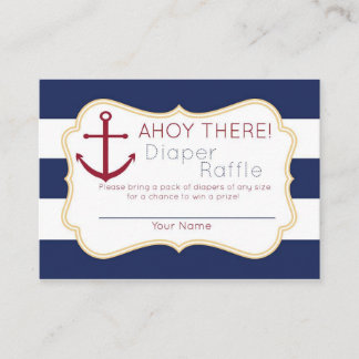 Tarjeta De Recepción Nautical Ahoy Ahí Diaper Raffle Ticket