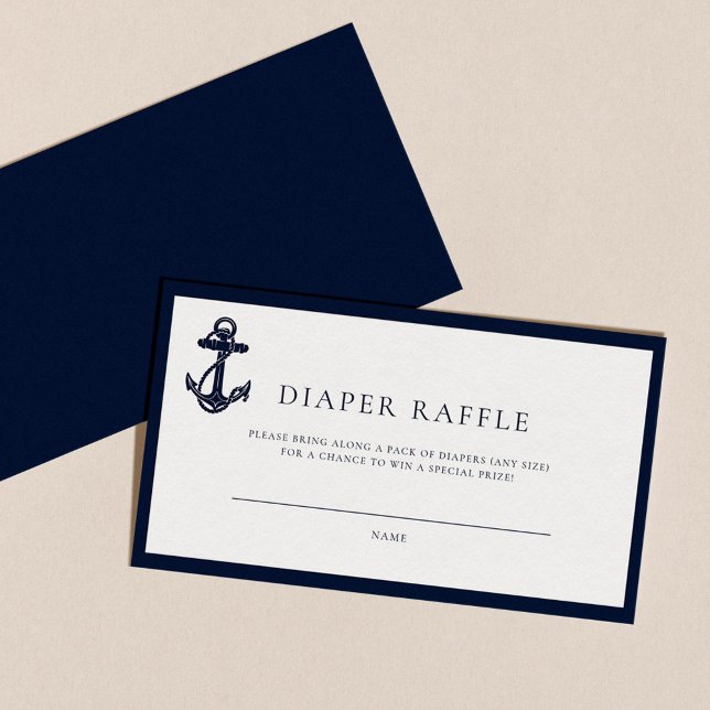 Tarjeta De Recepción Nautical Anchor Boy Baby Shower Diaper Raffle (Nautical Anchor Coastal Baby Shower Diaper Raffle Enclosure Card)