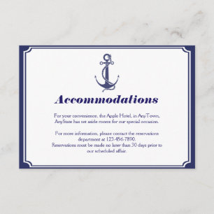 Tarjeta De Recepción Nautical Anchor on Naval Boda Insertar