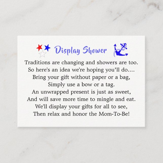 Tarjeta De Recepción Nautical Baby Shower Boy Sailor Blue (Anverso)