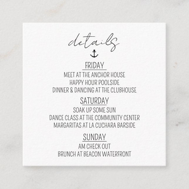 Tarjeta De Recepción Nautical Bachelorette Weekend (Anverso)
