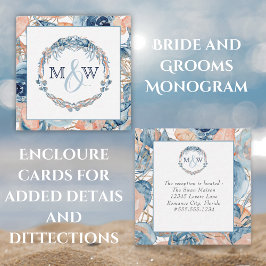 Tarjeta De Recepción Nautical Beach Wedding Seashells Starfish Enclos