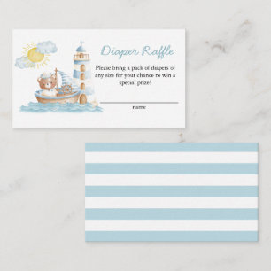 Tarjeta De Recepción Nautical Bear Watercolor Bote Diaper Raffle