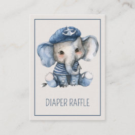 Tarjeta De Recepción Nautical Blue Baby Elephant Diaper Raffle