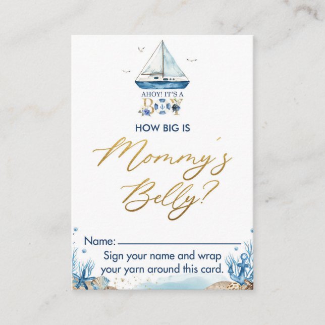 Tarjeta De Recepción Nautical Boat Cómo gran carta de juego de mami Bel (Anverso)