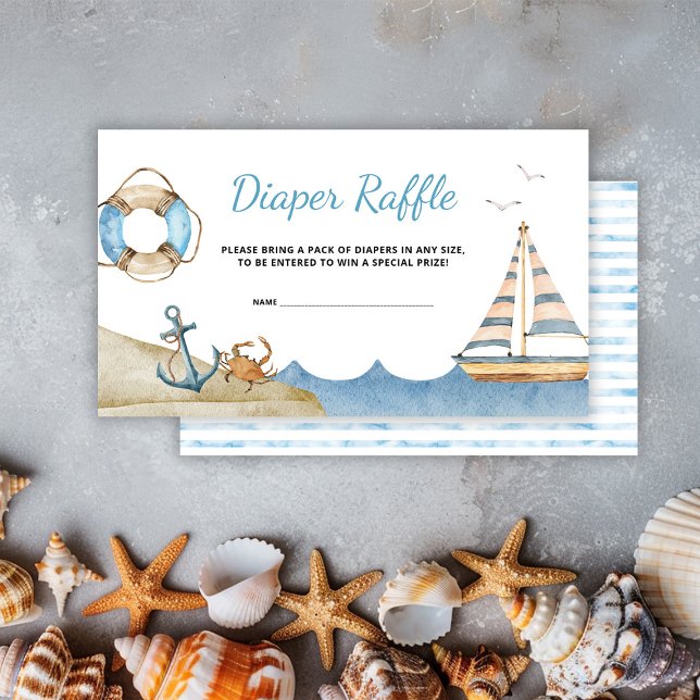Tarjeta De Recepción Nautical Boy Baby Shower Diaper Raffle (Subido por el creador)