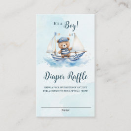 Tarjeta De Recepción Nautical Cute Teddy Bear Bote Baby Diaper Raffle