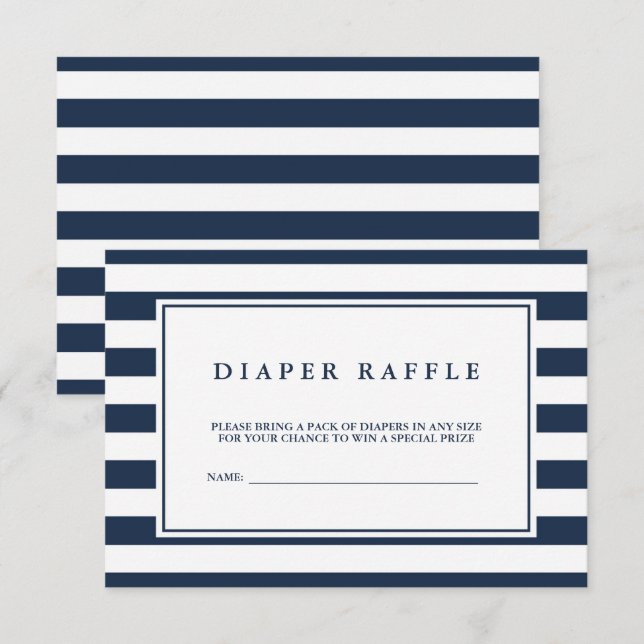 Tarjeta De Recepción Nautical Navy Boy Baby Shower Diaper Raffle (Anverso / Reverso)