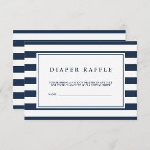 Tarjeta De Recepción Nautical Navy Boy Baby Shower Diaper Raffle