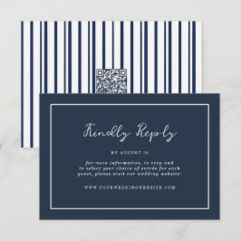Tarjeta De Recepción Nautical Navy Stripe Online RSVP Enclosure Card