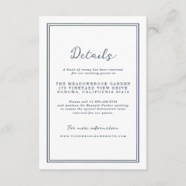 Tarjeta De Recepción Nautical Navy Stripe Wedding Details Card