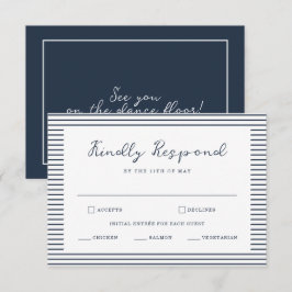 Tarjeta De Recepción Nautical Navy Stripe Wedding RSVP Card