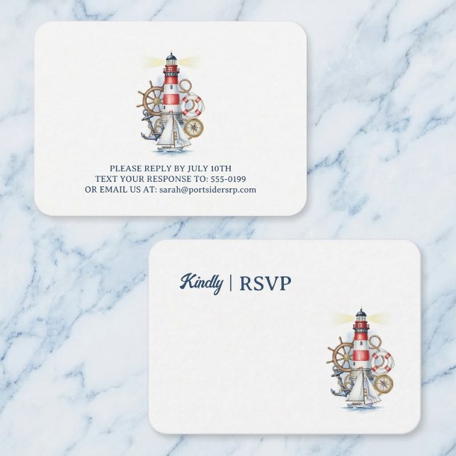 Tarjeta De Recepción Nautical Ocean Beacon RSVP (The easy way to get replies.)
