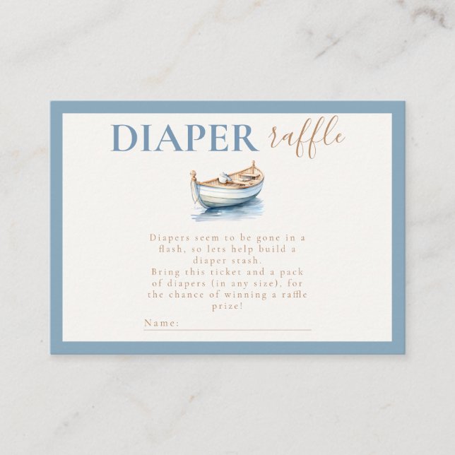 Tarjeta De Recepción Nautical Teddy Bear Diaper Raffle Baby Shower (Anverso)