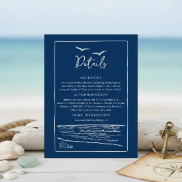 Tarjeta De Recepción Nautical Wedding Details Card | Ocean & Seashells