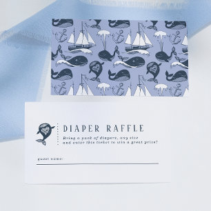 Tarjeta De Recepción Nautical Whale Theme Baby Shower Diaper Raffle