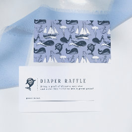 Tarjeta De Recepción Nautical Whale Theme Baby Shower Diaper Raffle