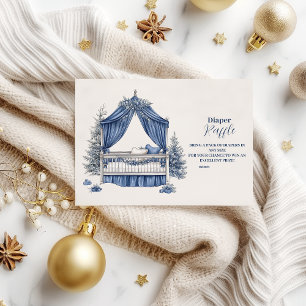 Tarjeta De Recepción Navidades Azules Critican a Baby Shower Diapper Ra