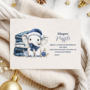 Tarjeta De Recepción Navidades azules Elefante bebé Showe Diapper Raffl