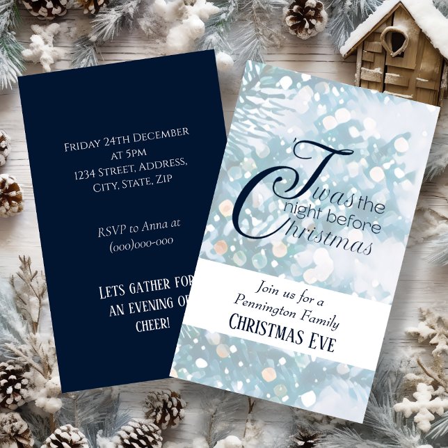 Tarjeta De Recepción Navidades azules y blancos hasta Fiesta Mini invit (Subido por el creador)