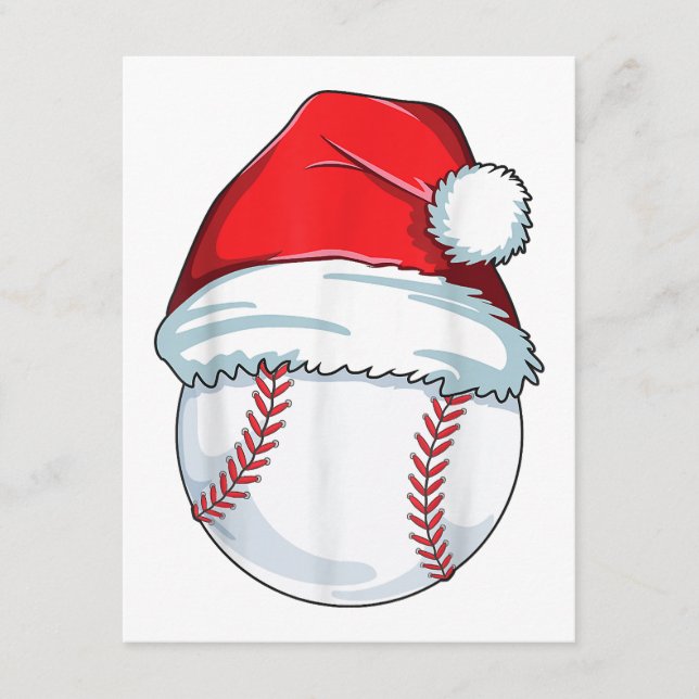 Tarjeta De Recepción Navidades Béisbol Santa Hat Ball Niños Hombres (Anverso)