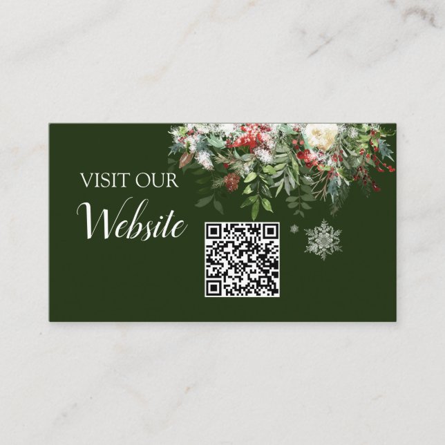 Tarjeta De Recepción Navidades Boda de temporada Sitio web código QR (Anverso)