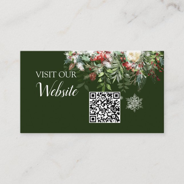 Tarjeta De Recepción Navidades Boda de temporada Sitio web código QR (Anverso)