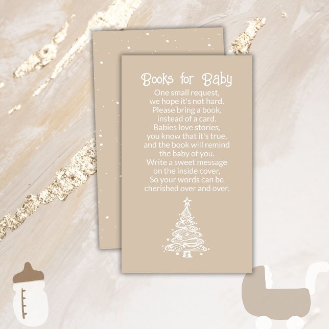 Tarjeta De Recepción Navidades boho beige libros neutrales de género pa (Subido por el creador)