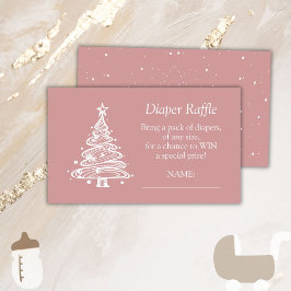 Tarjeta De Recepción Navidades Boho Niña Rosa Ducha Diaper Raffle