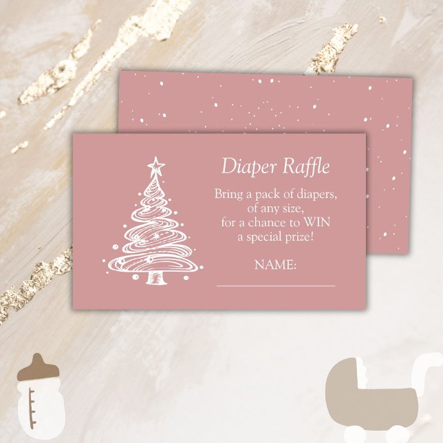 Tarjeta De Recepción Navidades Boho Niña Rosa Ducha Diaper Raffle (Subido por el creador)